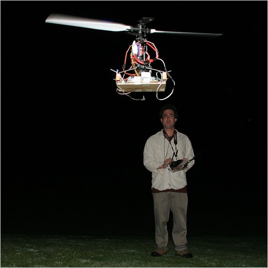 flying a helicopter at night, blind