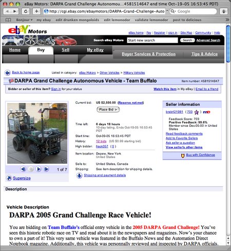 grand challenge vehicle ebay auction