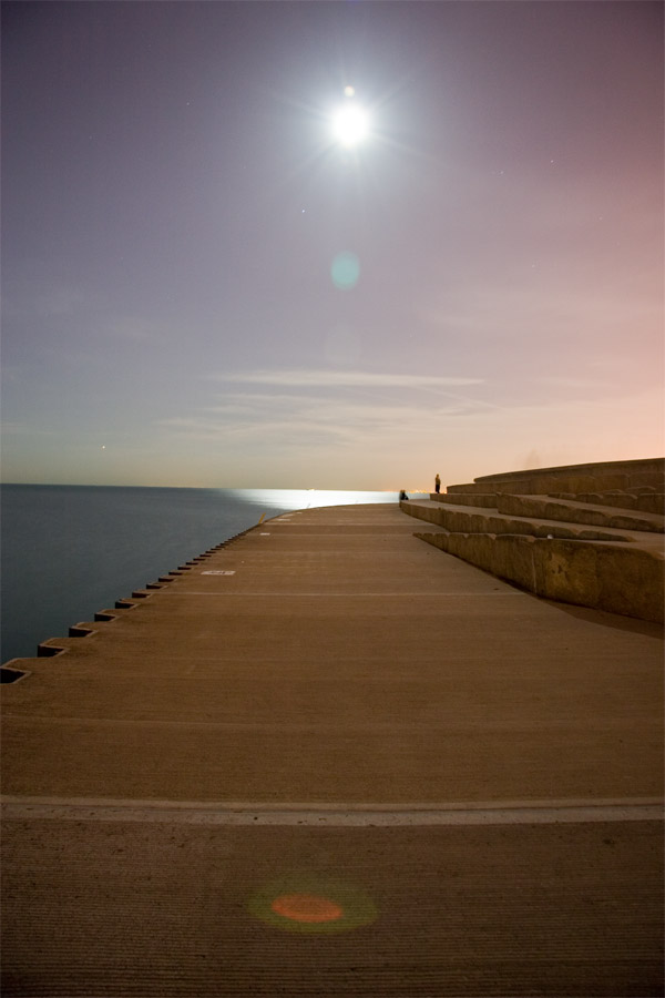 moon over lake michigan, original