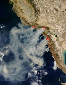 satellite image of the crazy fires and smoke